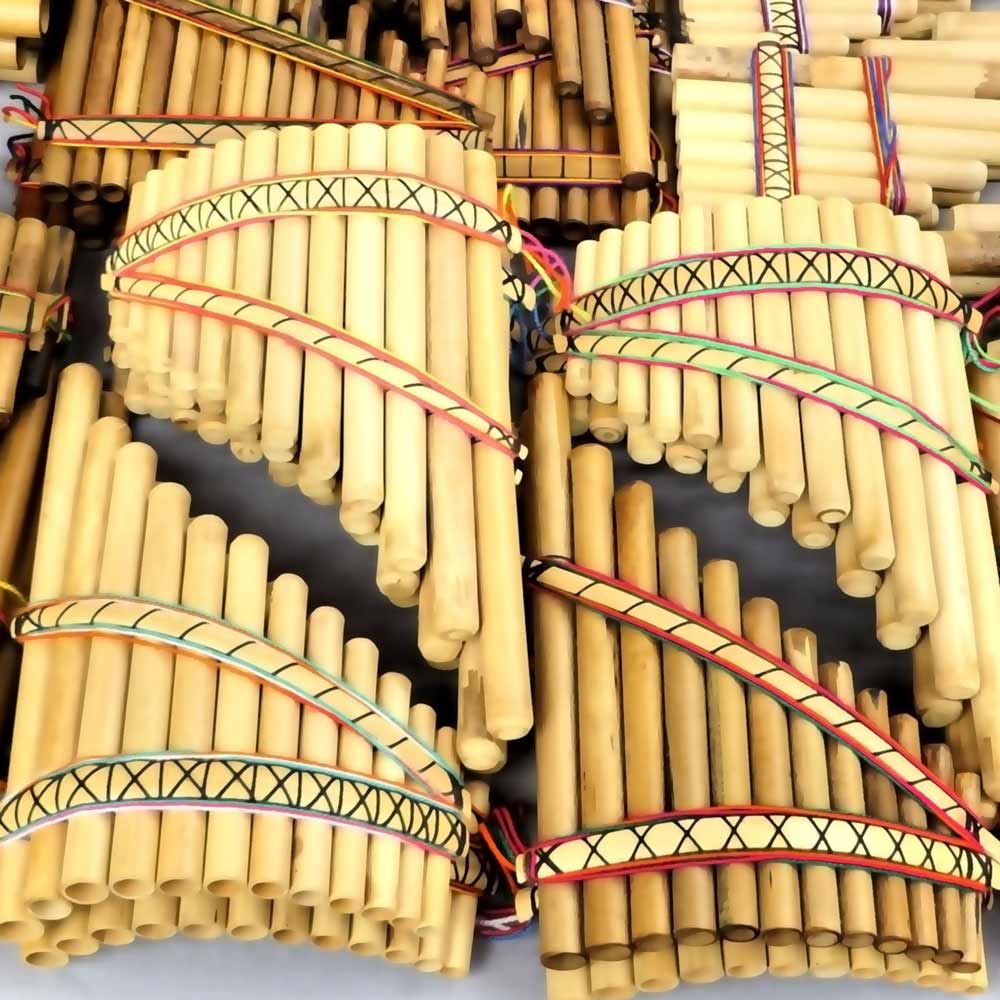 Bamboo Pan Flute in Green with Pipes of Different Notes