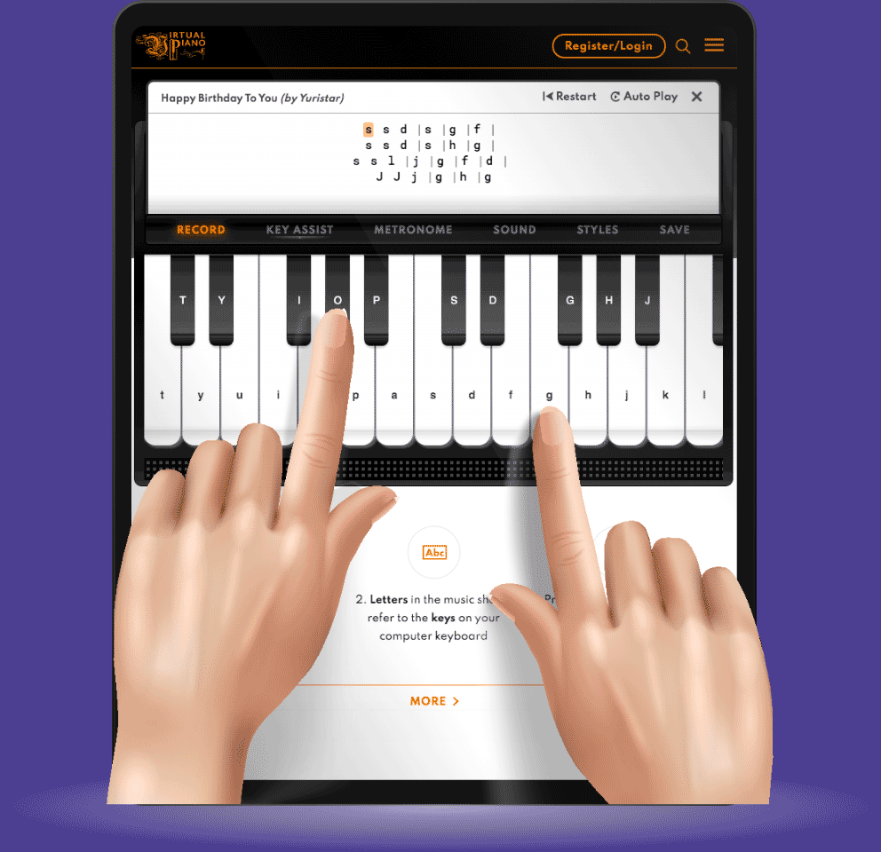 C major scale on Virtual Piano 