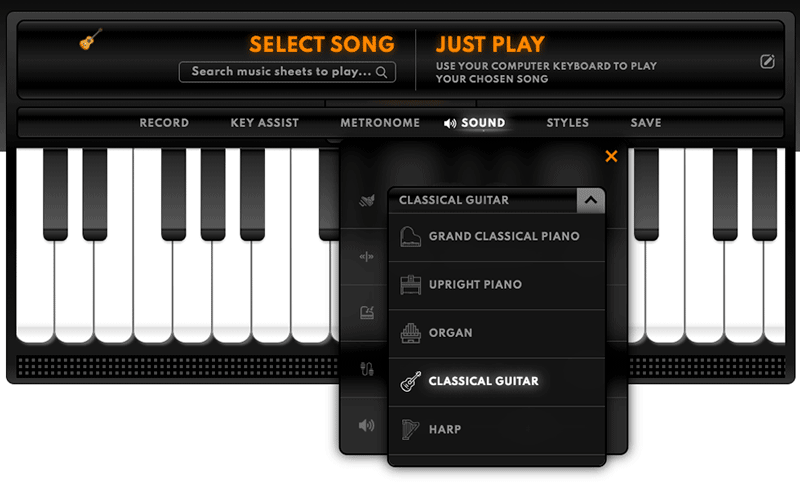 Virtual Music Instruments selection