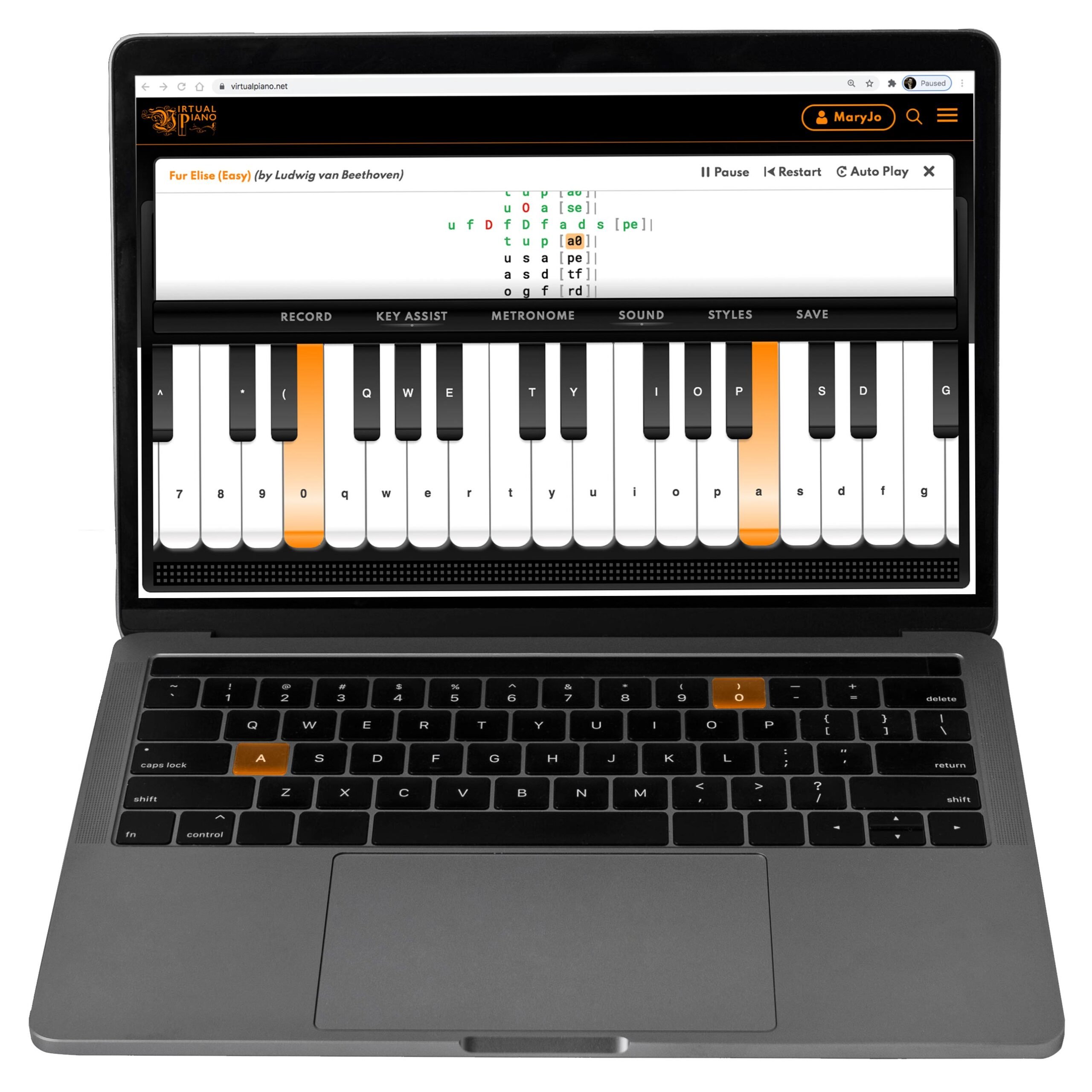 Virtual piano - An Online Game on